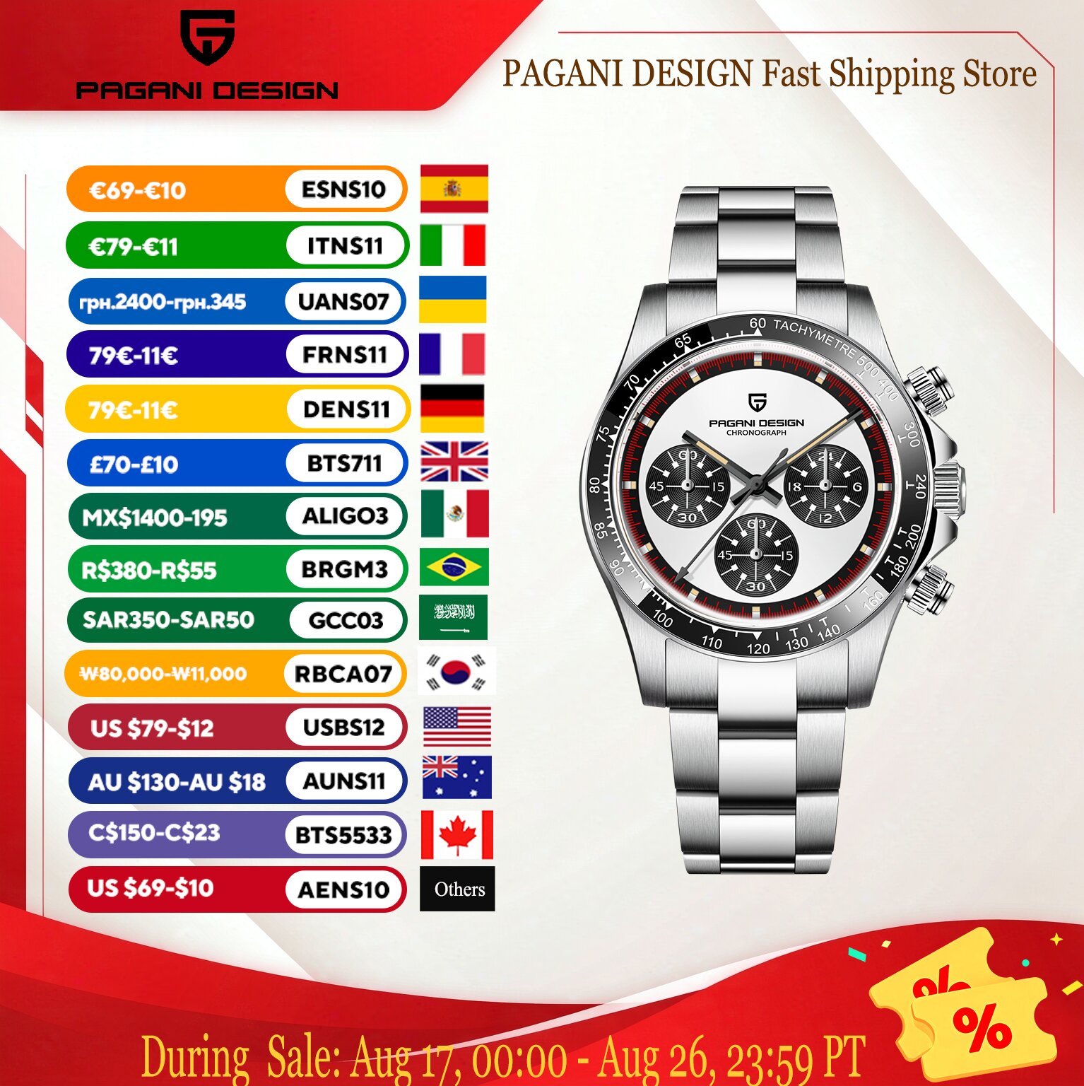Smartwatch Luxury Watches For Men - PAGANI DESIGN Herren Luxus-Quarzuhr mit Panda-Zifferblatt,