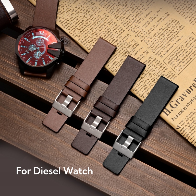 Diesel Watches Smartwatch - Nadelstruktur-Lederarmband für Herren Ersatzband Weicher Komfort