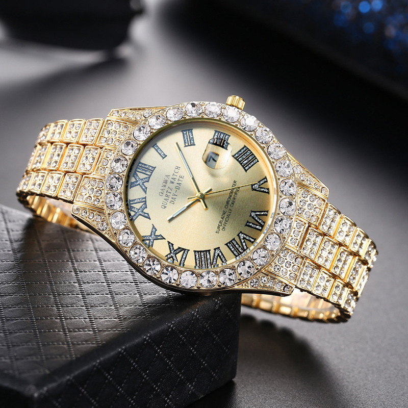Smartwatch Luxury Watches For Men - Herren-Quarzuhr Luxus-Stahlband Voll-Diamant Sternenhimmel Herren-Business-Armbanduhr Hochwertige